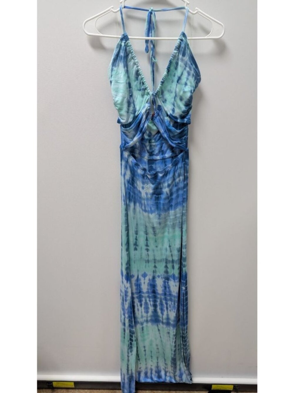 Silvergate Blue Tie-Dye Halter-Neck Maxi Dress